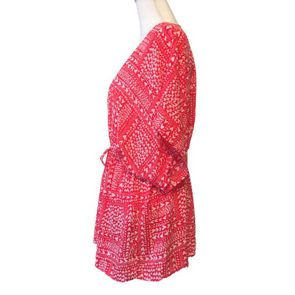 Victoria’s Secret Robe Red Heart Tie Front Short Kimono Sleeve Size One Size New - Picture 5 of 14